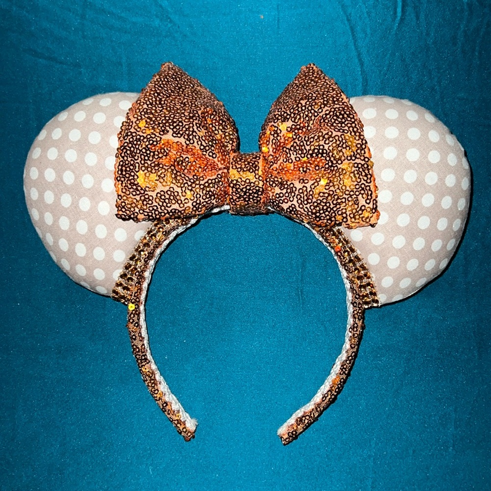 Grey Polka Dot and Orange Dapper Day Mickey Ears